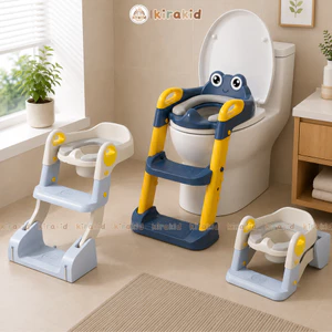 Thang Bô Vệ Sinh, Bệ Thu Nhỏ Bồn Cầu Có Tay Vịn Và Bậc Thang Cho Bé Từ 1-8 Tuổi