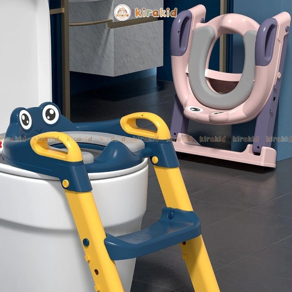 Thang Bô Vệ Sinh, Bệ Thu Nhỏ Bồn Cầu Có Tay Vịn Và Bậc Thang Cho Bé Từ 1-8 Tuổi