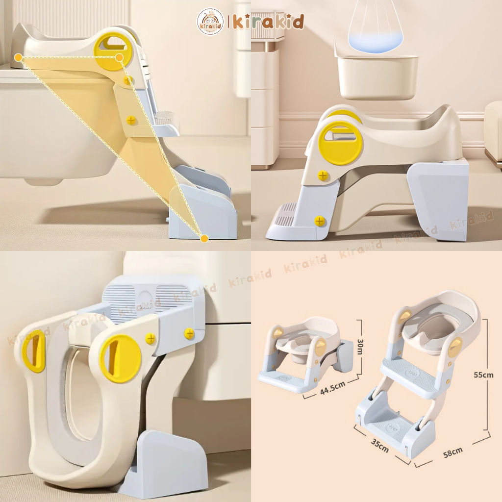 Thang Bô Vệ Sinh, Bệ Thu Nhỏ Bồn Cầu Có Tay Vịn Và Bậc Thang Cho Bé Từ 1-8 Tuổi