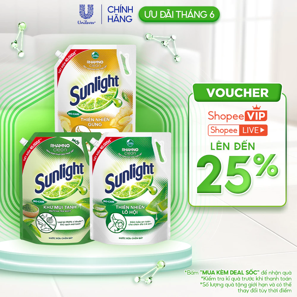 Nước rửa chén Sunlight Bio-care với thành phần từ 100% tự nhiên Túi 3.3kg — bếp nhà mình