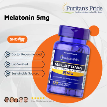 Melatonin 5mg (120v) Puritan's Pride Hàng Mỹ Giá Gốc Giúp Ngủ Ngon Hiệu Quả