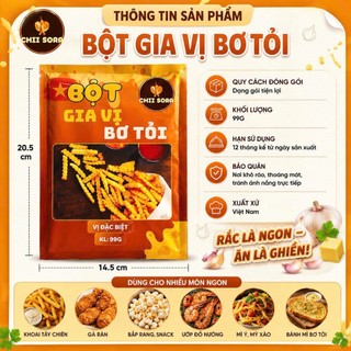 BỘT BƠ TỎI CHII SORA  Gói 99g – GIA VỊ RẮC  LÀ NGON, ĂN LÀ MÊ