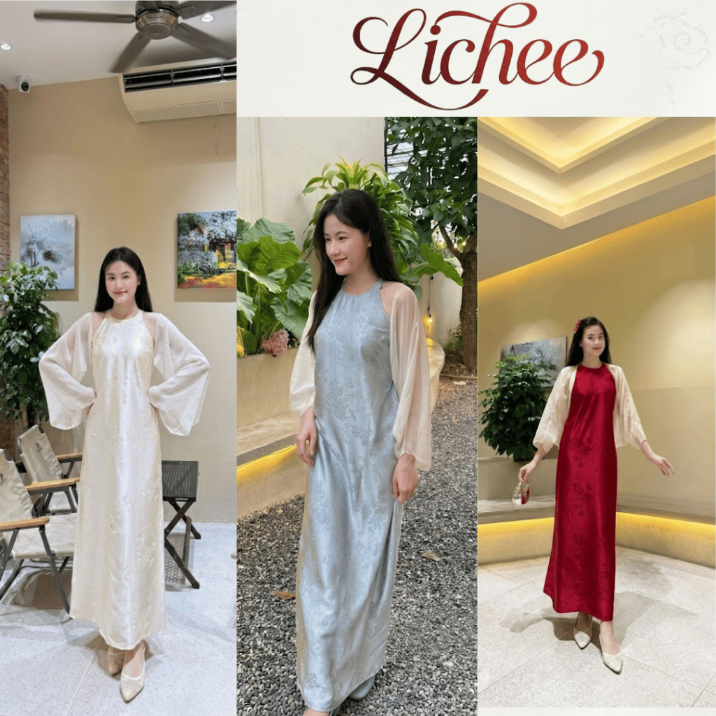 Váy Lụa Dáng Suông LICHEE  Cổ Tròn Khoét Nách Sâu Phong Cách Sang Trọng Thiết Kế Tinh Tế