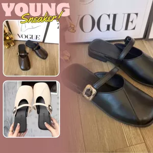 Dép Sục Nữ Bệt, Sục Nữ Mũi Vuông Đính Quai Ngang Trang Trí Phong Cách Hàn Quốc N09 || Young Sneaker