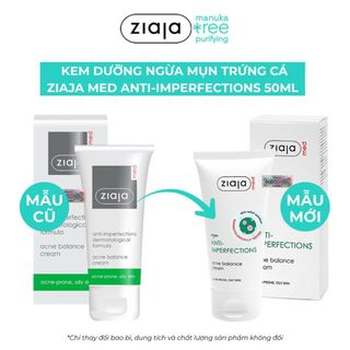Kem Dưỡng Ngừa Mụn Trứng Cá  Ziaja Med Anti-imperfections Dermatological Formula Acne Balance Cream 50ml