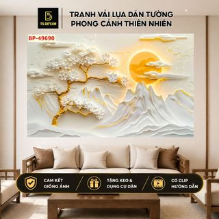 Tranh vải lụa dán tường phong cảnh thiên nhiên phòng khách, phòng ăn, phòng ngủ hình ảnh huyền bí