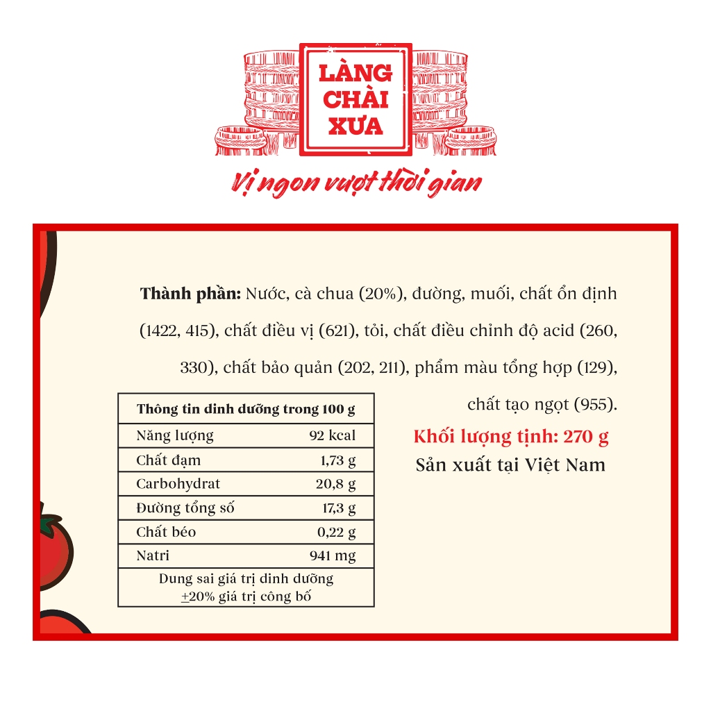 Tương cà Thôn Xanh Farm 270g chua ngọt dịu nhẹ, ít mặn phù hợp cả trẻ em