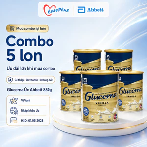 【Combo 5 Lon】 Sữa Bột Glucerna Úc Abbott 850g Vị Vani GI Thấp Dành Cho Người Tiểu Đường HSD 2028