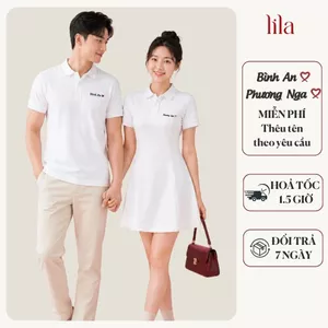 Áo polo nam váy polo nữ basic vải cotton, đồ đôi nam nữ thêu tên theo yêu cầu, Đồ cặp couple - LiLa