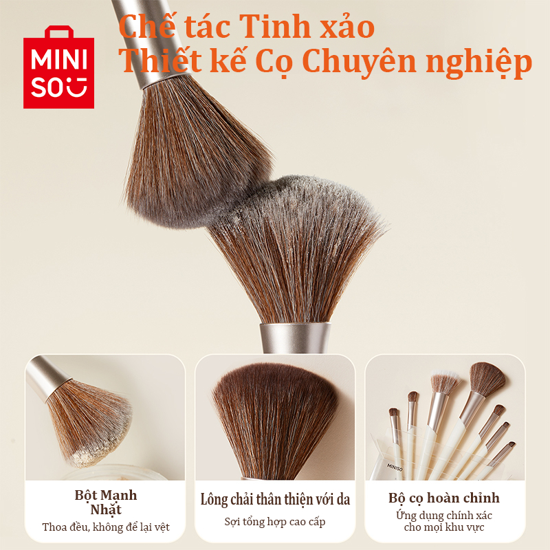 MINISO 7 Chiếc Cọ Trang Điểm Bộ cây cọ phấn phủ, má hồng, màu mắt