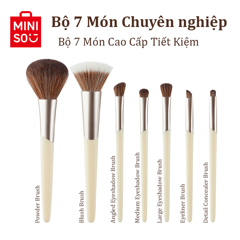 MINISO 7 Chiếc Cọ Trang Điểm Bộ cây cọ phấn phủ, má hồng, màu mắt