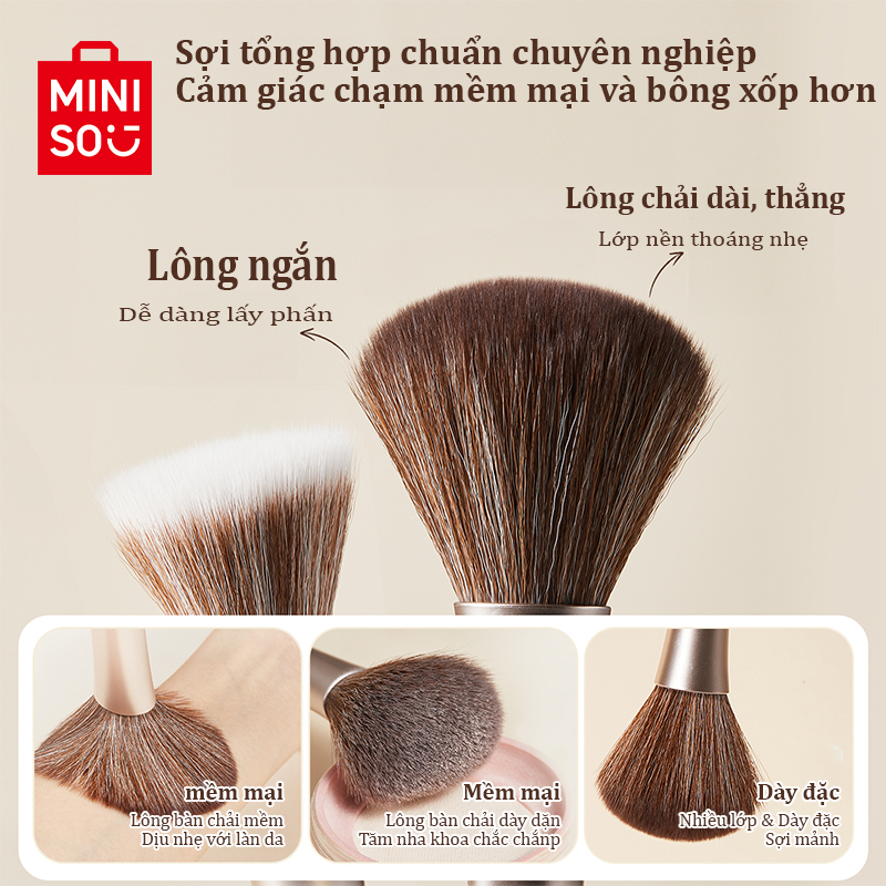 MINISO 7 Chiếc Cọ Trang Điểm Bộ cây cọ phấn phủ, má hồng, màu mắt