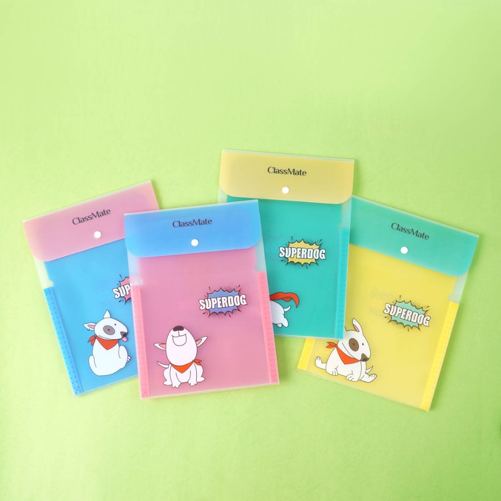 Túi Đựng Tài Liệu Nhiều Ngăn Classmate Clear Bag Super Dog Nhựa PP Bền, Khuy Bấm Tiện Lợi, Có Phần Phân Ngăn CL-CBA12