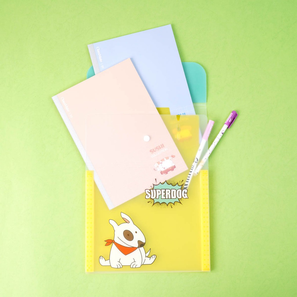 Túi Đựng Tài Liệu Nhiều Ngăn Classmate Clear Bag Super Dog Nhựa PP Bền, Khuy Bấm Tiện Lợi, Có Phần Phân Ngăn CL-CBA12