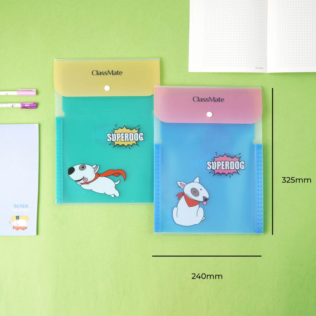 Túi Đựng Tài Liệu Nhiều Ngăn Classmate Clear Bag Super Dog Nhựa PP Bền, Khuy Bấm Tiện Lợi, Có Phần Phân Ngăn CL-CBA12