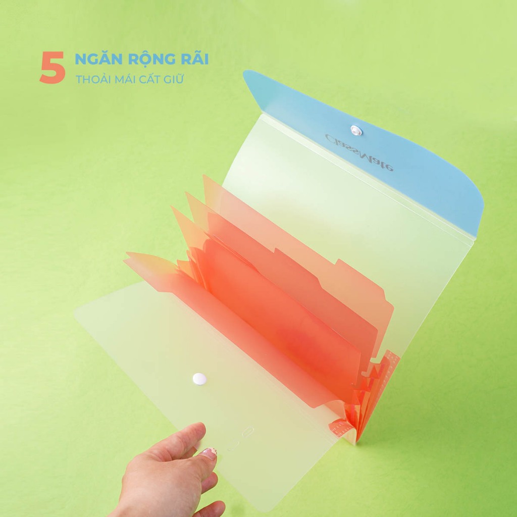 Túi Đựng Tài Liệu Nhiều Ngăn Classmate Clear Bag Super Dog Nhựa PP Bền, Khuy Bấm Tiện Lợi, Có Phần Phân Ngăn CL-CBA12