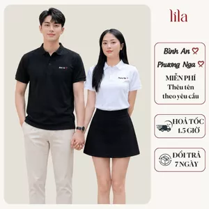 Áo polo thêu tên theo yêu cầu - Áo thun cặp đôi LiLa làm quà tặng sinh nhật, kỷ niệm cho bạn trai bạn gái