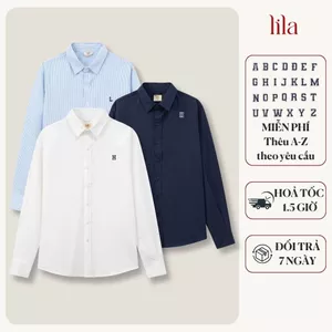 Áo sơ mi kẻ sọc LILA sơ mi đôi thêu logo tên người yêu vải Oxford Premium quà tặng bạn trai bạn gái ý nghĩa