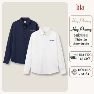 Áo Sơ Mi Nam Tay Dài LILA thêu tên theo yêu cầu vải Oxford dày dặn phong cách Hàn Quốc basic 3 màu quà tặng ý nghĩa