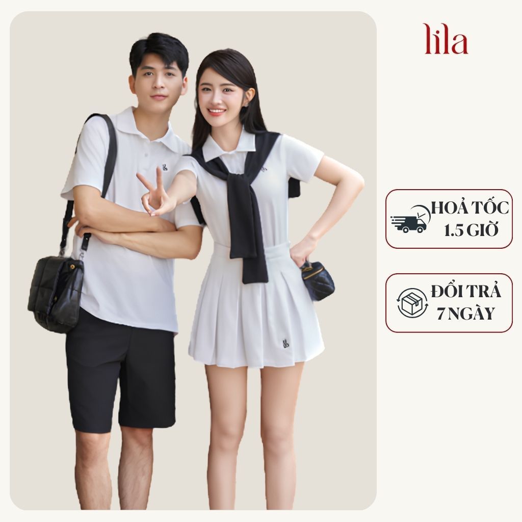 Set đồ đôi nam nữ Destie LILA đồ cặp thể thao couple polo nam váy tennis nữ basic chất liệu cotton