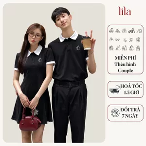 Áo polo nam váy polo nữ thêu hình cặp đôi vải cotton cao cấp thoáng mát, set đồ đôi couple quà tặng kỷ niệm