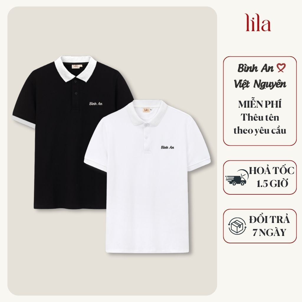 Áo Polo Nam Nữ Basic LILA Thêu Tên Theo Yêu Cầu Vải Cotton Cao Cấp Có Nhận Đóng Hộp Thiệp Làm Quà Tặng