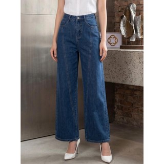 Quần Jean Nữ 𝐂𝐂𝐇𝐀𝐓 Dáng Suông Nara Trang Trí Dọc Chéo Chất Liệu Jeans Denim Cao Cấp 16GDJ2001ST