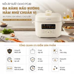 Nồi Áp Suất Điện Đa Năng Olivo PC40 Lòng Inox 304 4L – Màn OLED – Hầm Xương, Nấu Cơm, Lẩu, Xào - 2 Nắp Linh Hoạt - 1300W — ảnh 2