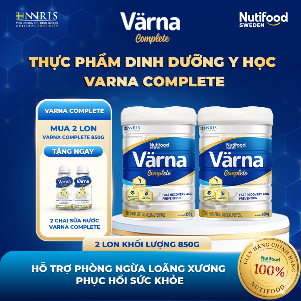 Sữa Bột Varna Complete (2 Lon 850g Tặng 2 SN) - Hỗ Trợ Giảm Đau Nhức Xương Khớp, Hồi Phục Thể Trạng