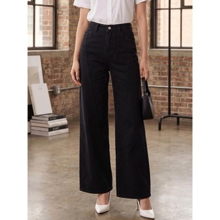 Quần Jean Nữ 𝐂𝐂𝐇𝐀𝐓 Dáng Suông Nara Trang Trí Dọc Chéo Chất Liệu Jeans Denim Cao Cấp 16GDJ2001ST