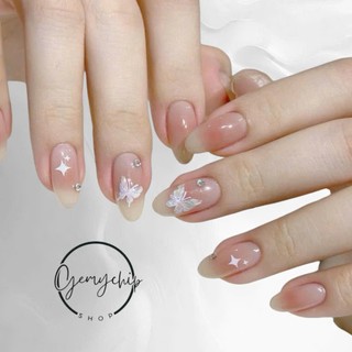 Nail Box thiết kế G085 màu thạch ombre nâu đính bướm dễ thương nhà Gemychip