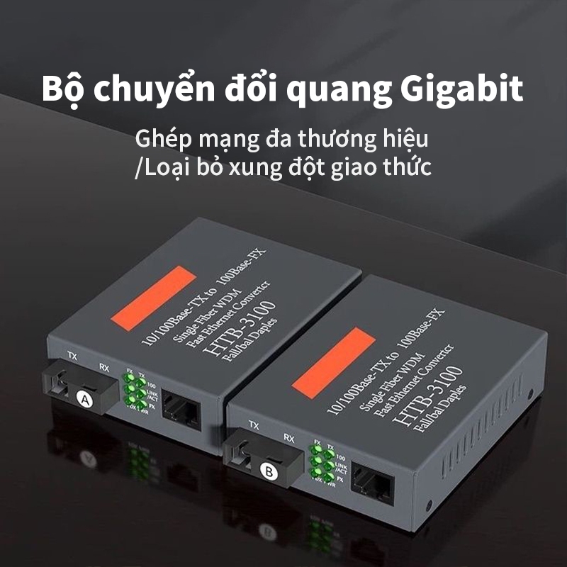 Bộ Chuyển Đổi Quang Điện, Converter Quang 10/100Mb, 1000Mb 1 Sợi Quang Và 2 Sợi Quang Netlink - Bảo Hành 12 Tháng