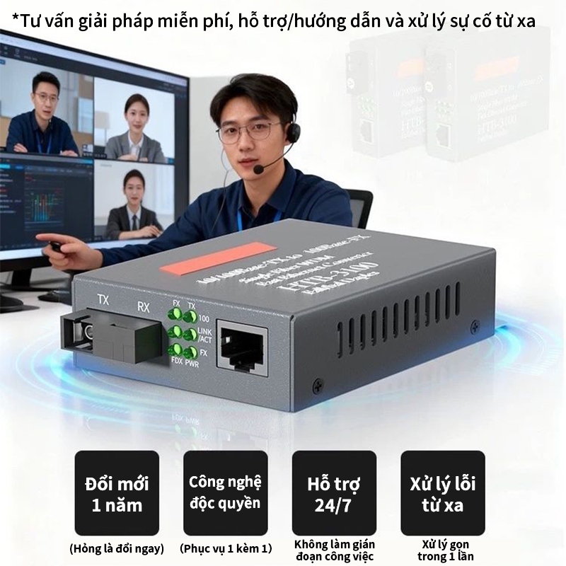 Bộ Chuyển Đổi Quang Điện, Converter Quang 10/100Mb, 1000Mb 1 Sợi Quang Và 2 Sợi Quang Netlink - Bảo Hành 12 Tháng