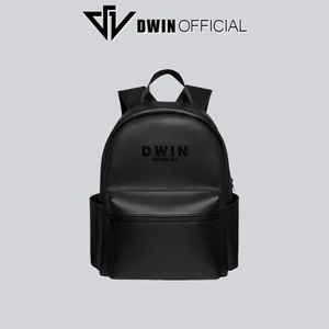 Balo da nam nữ thêu logo DWIN cặp đi học thời trang hàn quốc Leather Basic Balo Racer BL03A