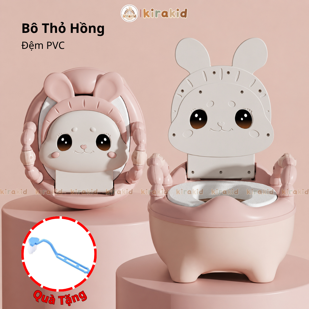 [Kèm cọ rửa mini] Bô Vệ Sinh Hình Vịt, Hình Thỏ, WC  Siêu Đáng Yêu Cho Bé Từ 6 Tháng Đến 5 Tuổi