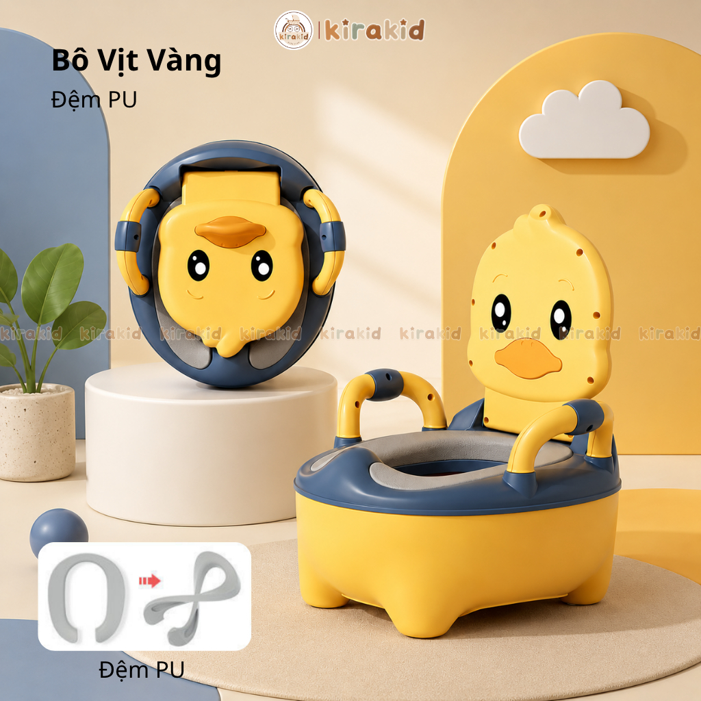 [Kèm cọ rửa mini] Bô Vệ Sinh Hình Vịt, Hình Thỏ, WC  Siêu Đáng Yêu Cho Bé Từ 6 Tháng Đến 5 Tuổi