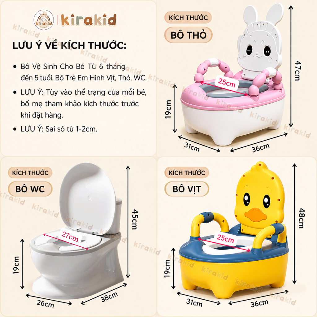 [Kèm cọ rửa mini] Bô Vệ Sinh Hình Vịt, Hình Thỏ, WC  Siêu Đáng Yêu Cho Bé Từ 6 Tháng Đến 5 Tuổi
