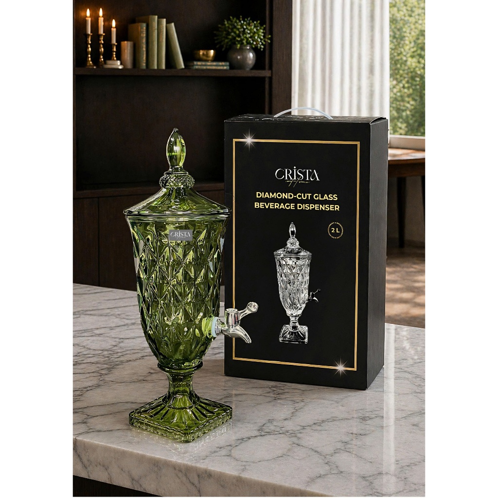 BÌNH NƯỚC THỦY TINH VÂN KIM CƯƠNG CÓ VÒI 2L CRISTA HOME – MÃ 60267