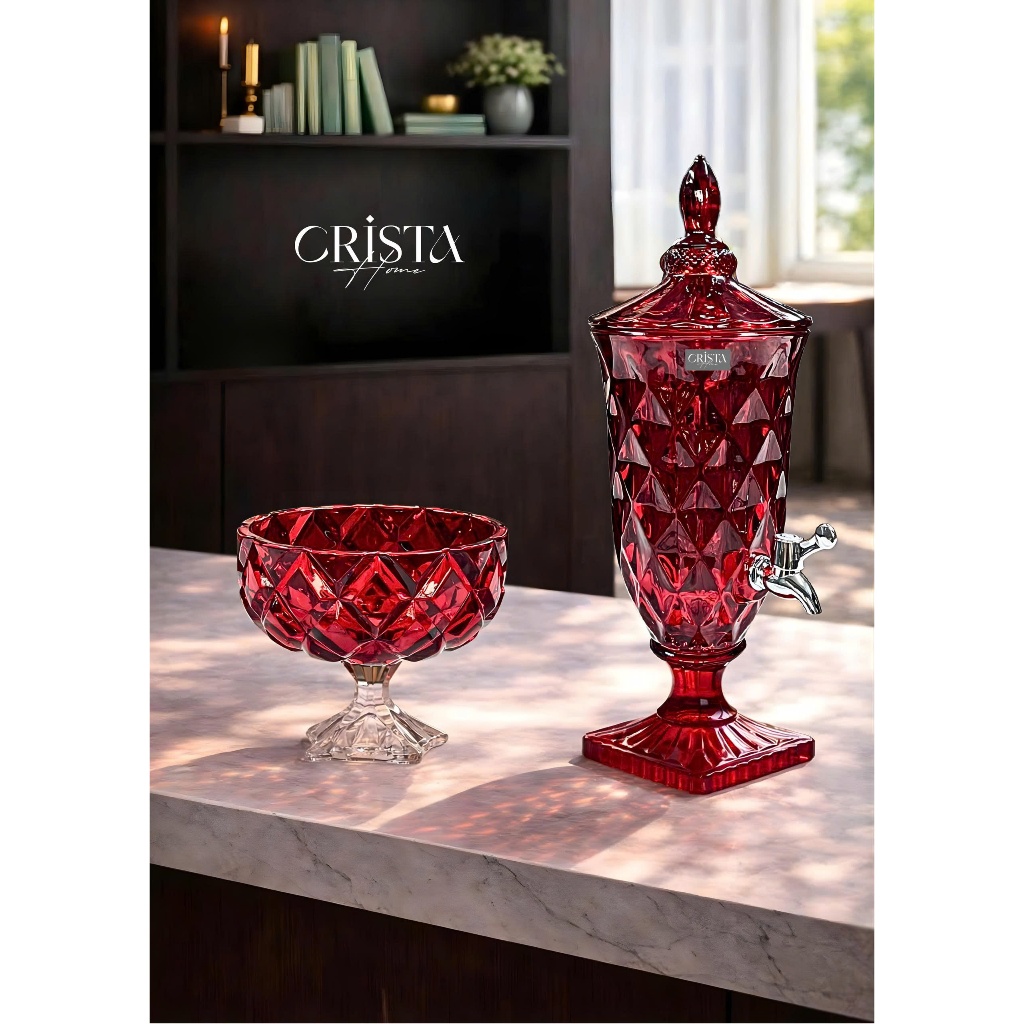 BÌNH NƯỚC THỦY TINH VÂN KIM CƯƠNG CÓ VÒI 2L CRISTA HOME – MÃ 60267