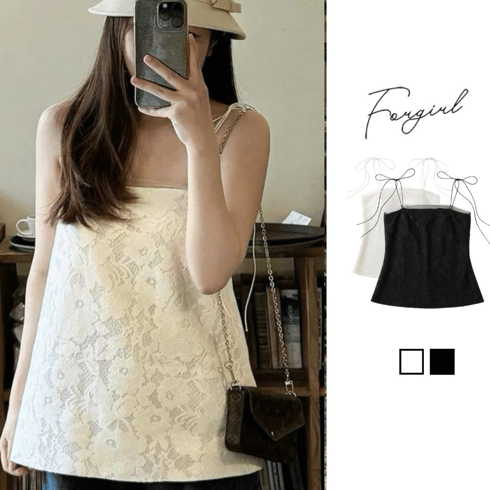 Áo 2 dây nữ ForgirlStudio chất ren ép phối ren lưới cá tính T230