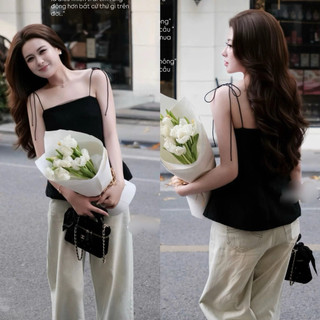 Áo 2 dây nữ ForgirlStudio chất ren ép phối ren lưới cá tính T230