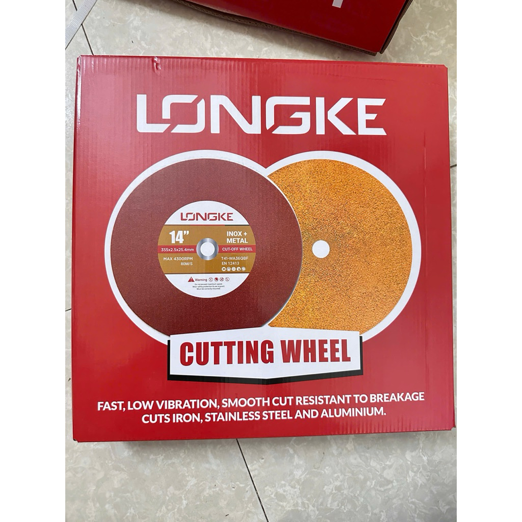 Đá Cắt Sắt Inox LONGKE 355mm (3 Tấc Rưỡi) - Hàng Nội Địa Trung Cao Cấp