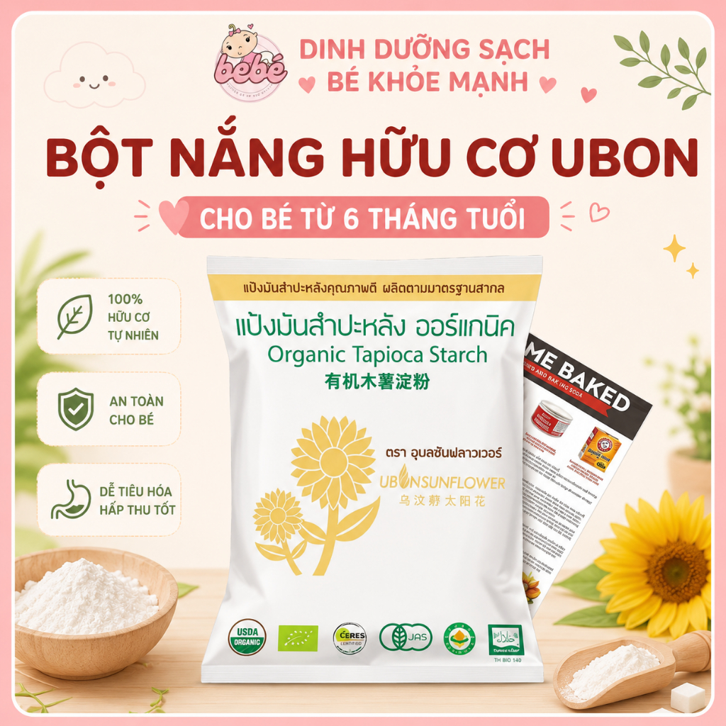 Bột năng hữu cơ Ubon cho bé. Bột làm bánh, bữa phụ cho bé