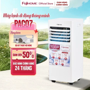 Điều hoà di động phòng 8m2 -15m2 Fujihome PAC07 Nhập Khẩu, Máy lạnh di động 1 cục đứng mini làm lạnh nhanh kết nối WIFI
