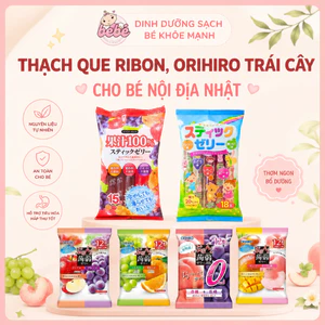 Thạch trái cây Ribon, Orihiro, Nikkon 100% nước ép trái cây cho bé nội địa Nhật