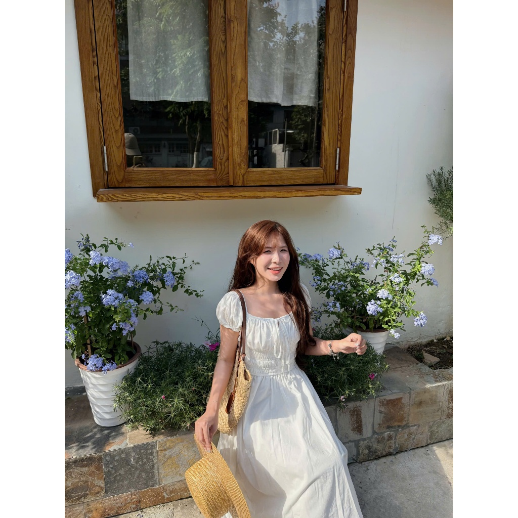 Flowy Off Maxi (TSW) Váy maxi nhún eo xoè 2 lớp Nữ The.sweaterweather