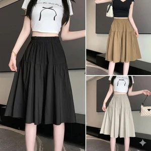 Quần giả váy nữ big size lửng ống rộng xếp ly ngang gối cạp chun mẫu mới 2026 chất mềm mát