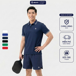 Áo Polo Nam Winfit chất vải thể thao 87% Nylon mềm mịn, co giãn, Form Regular thoải mái, họa tiết bo viền WPL002