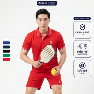 Áo Polo Nam Winfit chất vải thể thao 87% Nylon mềm mịn, co giãn, Form Regular thoải mái, họa tiết bo viền WPL002