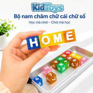 Bộ Nam Châm Chữ Cái Chữ Số Kidtoys 40 Chi Tiết - Đồ Chơi Giáo Dục Kèm Hộp Sắt Cho Bé Học Chữ Và Số